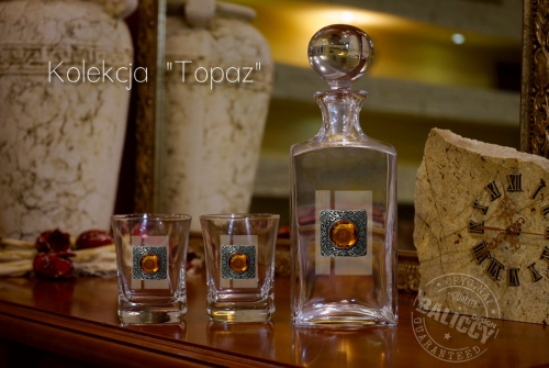 Karafka i szklanki do whisky - kolekcja " Topaz"