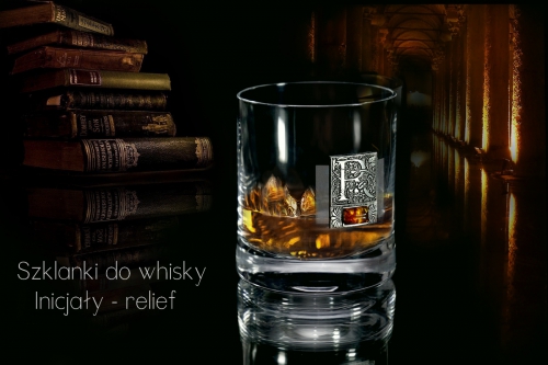 Szklanka do whisky z bursztynem inicjały 3.