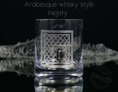 Szklanki do whisky z kryształem fasetowanym grawerka.
